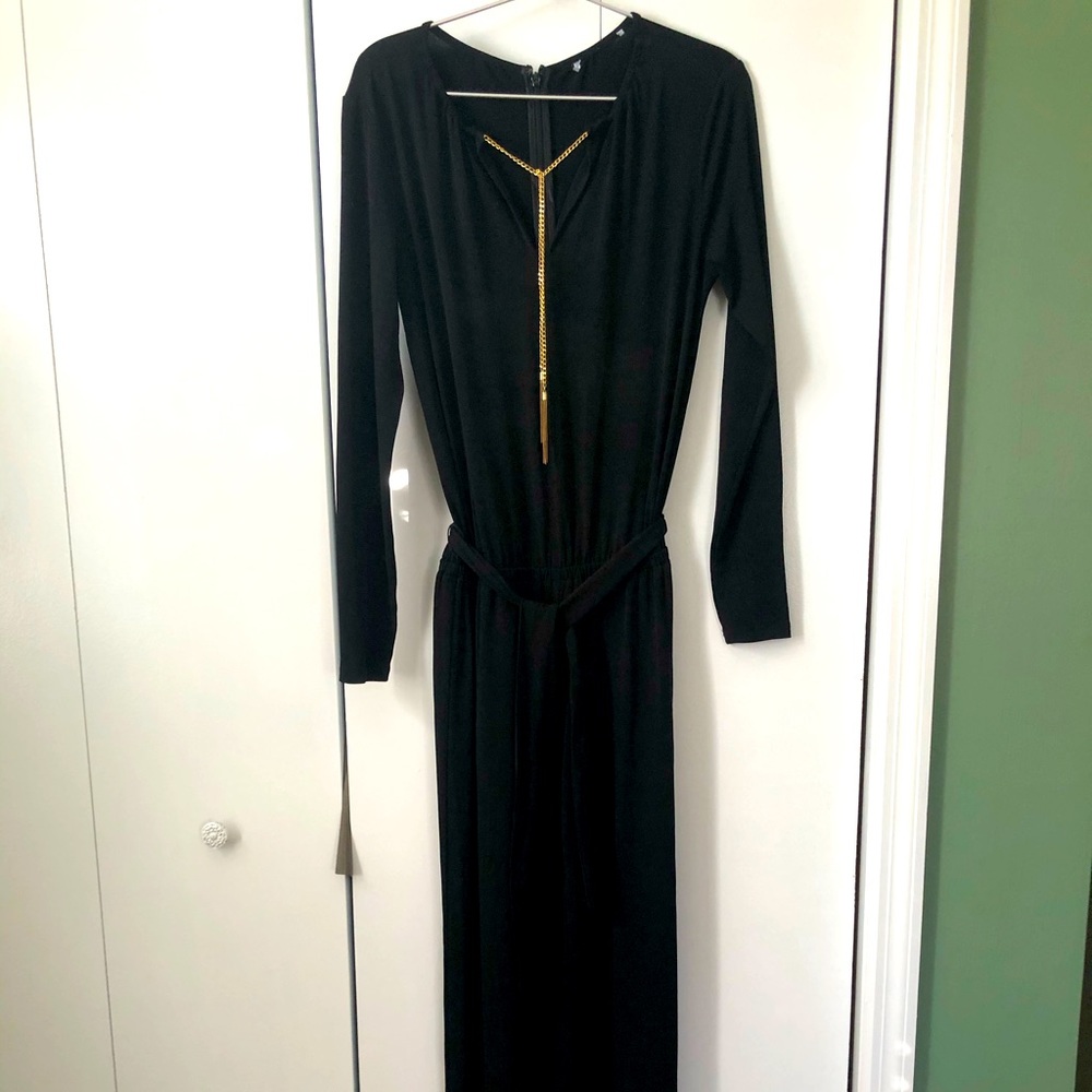 Black long sleeve wide leg Michael Kors jumpsuit